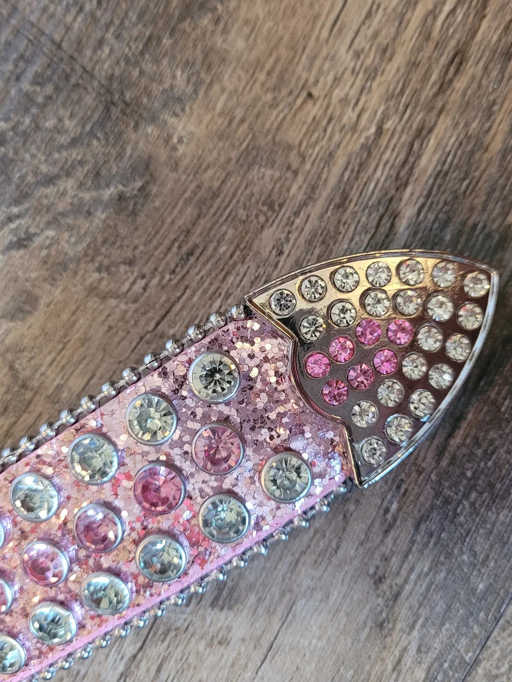 Pink Silver Rhinestone Studded Fashion Belt Western Cowgirl Waist 31-36